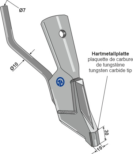 Quick change knife til Bourgault Passer til Bourgault såmaskiner