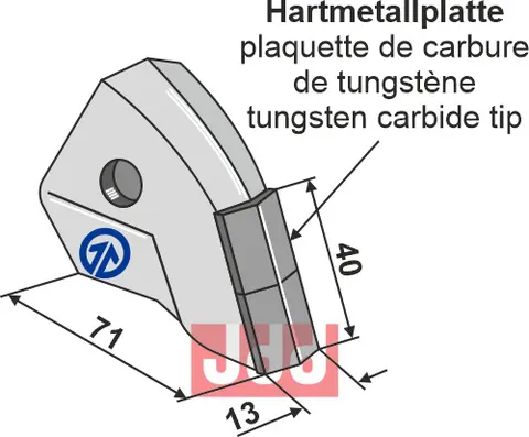 Erstatningstipp til Bourgault Lengde 71 cm, bredde 13 cm