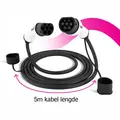 Cord EV Type 2 Ladekabel 5 meter 32A/ 22kW Trefase Type 2 elbillader
