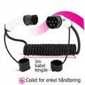 Cord EV Type 2 Spiral Ladekabel 5 meter 32A/ 22kW Trefase Type 2 elbillader