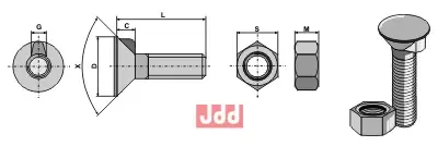 Plogbolt DIN 604 M20 x 2,5 x 100 - JDD Utstyr