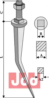 Konisk-granatharvetand i borst&#229;l, modell Rau