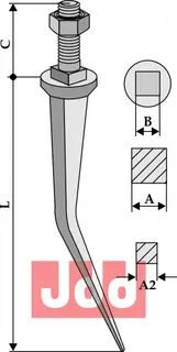 Kjegleformet harvtind Rau Lengde 220 mm, M14 gjenger