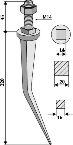 Granatharvtind L 220 mm