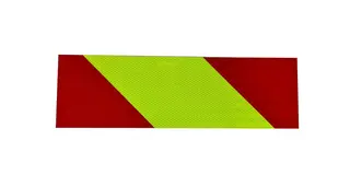 Refleks folie på alu plate 150x500mm kl.3G gul og rød høyre