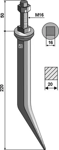 Granatharvtind L 220 mm