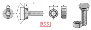 Plogbolt DIN 11014 M20 x 2,5 x 50 med Mutter