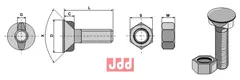 Plogbolt DIN 11014 M20 x 2,5 x 60 med Mutter