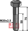 Springbolt M20x2,5x75 - 10.9 u. Mutter