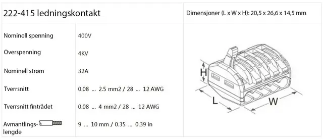 Ledningskontakt  5 ledere - JDD Utstyr