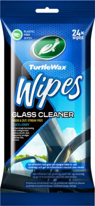 Turtle Wax Wipes Glass Flatpack 24 slitesterke rengj&#248;ringskluter