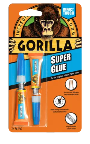 Gorilla Superlim i tuber på 2x3 gram Lynraskt og Supersterkt på 30 sekunder