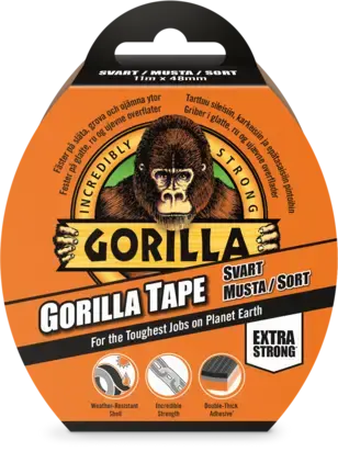 Gorilla ekstremt slitesterk sort tape 11 meter X 48mm bredde