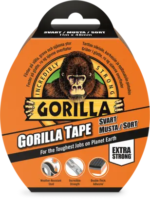 Gorilla ekstremt slitesterk sort tape 11 meter X 48mm bredde 