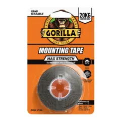 Gorilla Mounting Tape Max Strength Monteringstape sort, 25mm X 1m