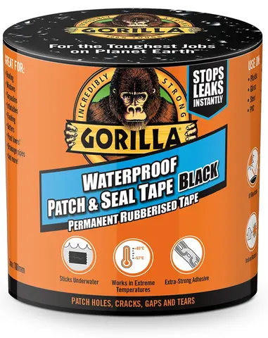 Gorilla Waterproof Patch &amp; Seal Black Reparasjonstape 3m lang x 100mm bred