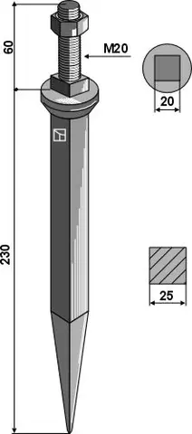 Granatharvtind L 230 mm