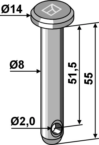 Cotter bolt Ø8x55 Ø8mm, lengde 55mm