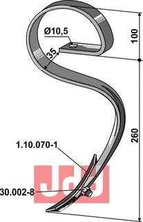 Harvetann 25x8 m. Spiss