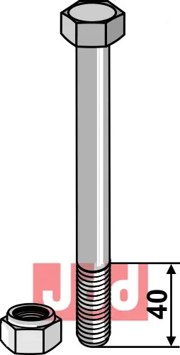 Bolt  M14x2x160 - 8.8 m. Låsemutter - JDD Utstyr