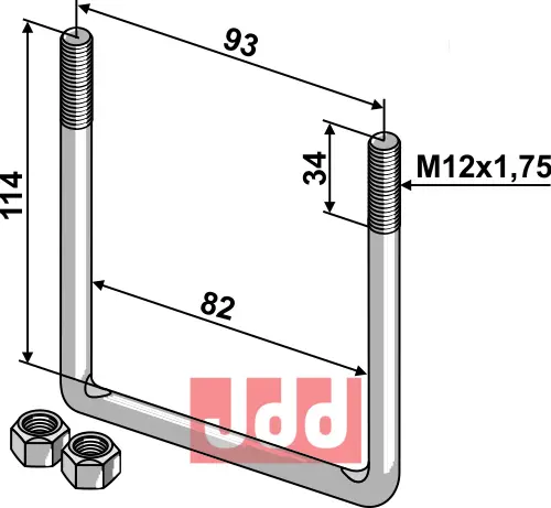 Spændebøjle - M12 x 1,75 - JDD Utstyr