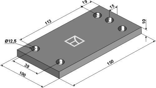 Plate 150x10x100 150mm lengde, 100mm bredde