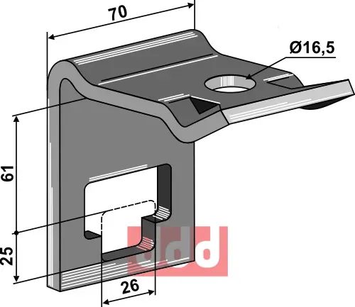 Holder til tand 25 x 25 - JDD Utstyr