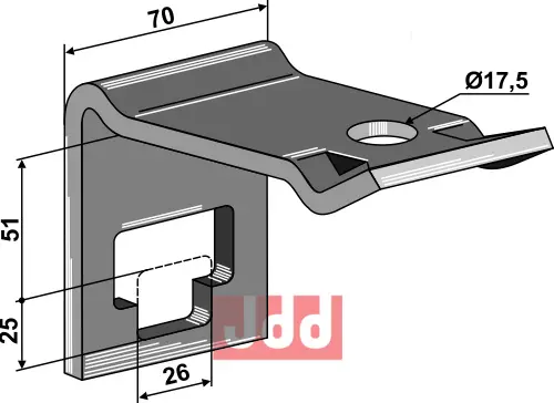 Holder til tand 25 x 25 - JDD Utstyr