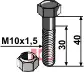 Bolt M10x1,5x40 - 10.9 m. Låsemutter