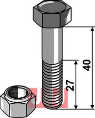 Bolt M12x1,25x40 - 12.9 m. Låsemutter