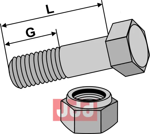 Bolt M14x1,5x35 - 12.9 m. Låsemutter - JDD Utstyr