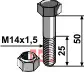 Bolt M14x1,5x50 - 12.9 m. Låsemutter