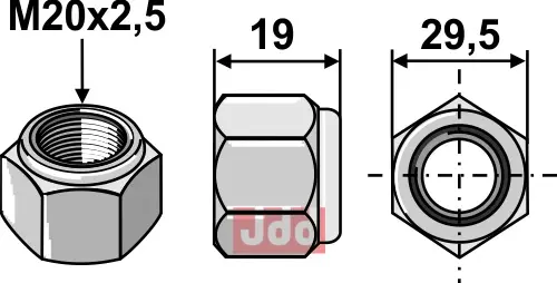 Låsemutter M20x2,5 - 10.9 - JDD Utstyr