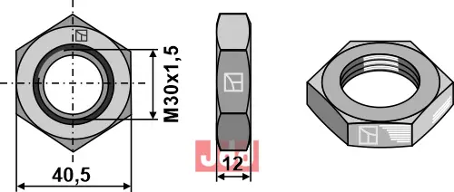 Mutter M30x1,5 - venstre gjenge - JDD Utstyr