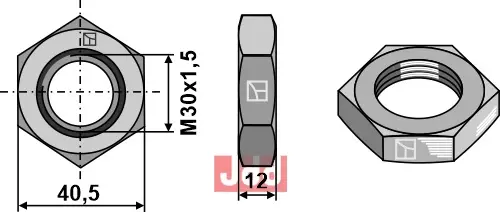 Mutter M30x1,5 - høyre gjenge - JDD Utstyr