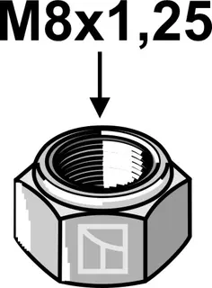 Selvlåsende mutter M8x1,25 Kvalitet 8.8 - 0,006 kg
