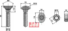 Spissbolt - M10x35 - 8.8