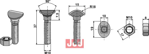 Spissbolt - M10x37 - 8.8 - JDD Utstyr