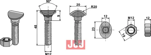 Spissbolt - M12x48 - 8.8 - JDD Utstyr