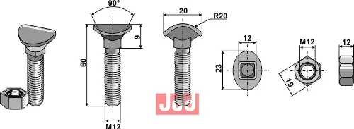 Spissbolt - M12x60 - 10.9 - JDD Utstyr