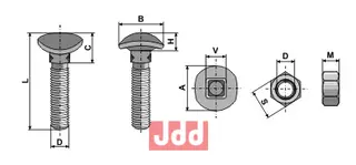 Bolt M10x38 - 12.9 m. Mutter