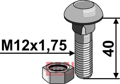 Bolt M12x1,75x40 - 10.9 m.Mutter