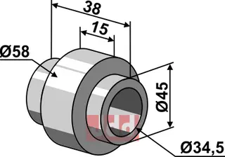 Lageraksel Ø34,5mm, lengde 38mm