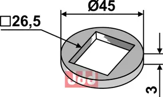Reduksjons skive for 26x26 firkantet aksel