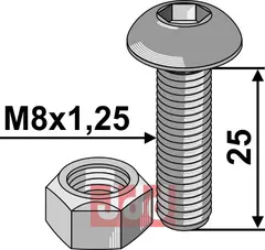 Umbracobolt M8x1,25x25 - 8.8 m. Mutter