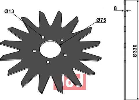 Stjerneformet ruskfjerner Ø330 Ø104, tykkelse 8 mm
