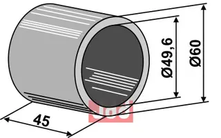 Bærebusk til ukjent merke Ø 60 mm, L 45 mm, Hull 49,6 mm