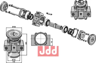 Lager komplett til Souchu-Pinet 40x40 firkantaksel, M20