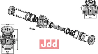 Lager kpl, for 40x40 firkantet aksel