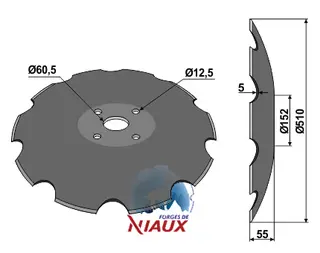 Tallerken tagget Ø510x5 m. fladt center Niaux/Maschio / Gaspardo/Gaspardo